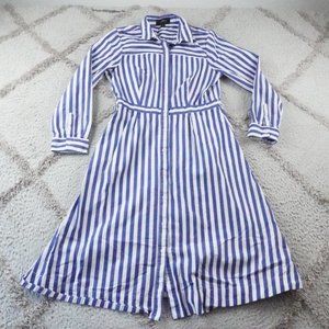 J.Crew T-Shirt Dress in stripe Womens 8 Blue White Long Sleeve